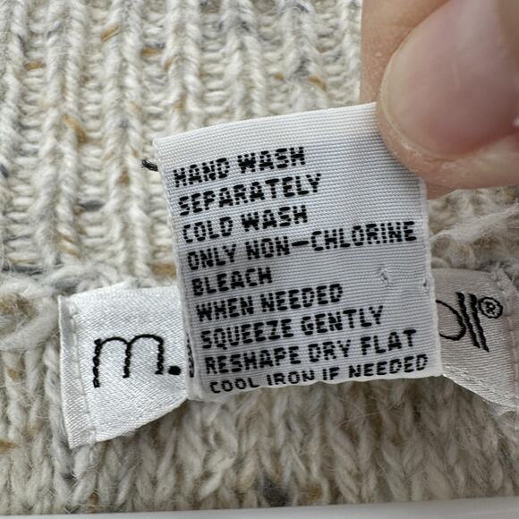 MJ Carroll Sweater Mens Large Beige Cable Knit Button Front Cardigan Hong Kong - Picture 8 of 12